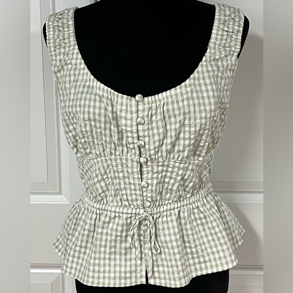 Guess Gingham Peplum Top